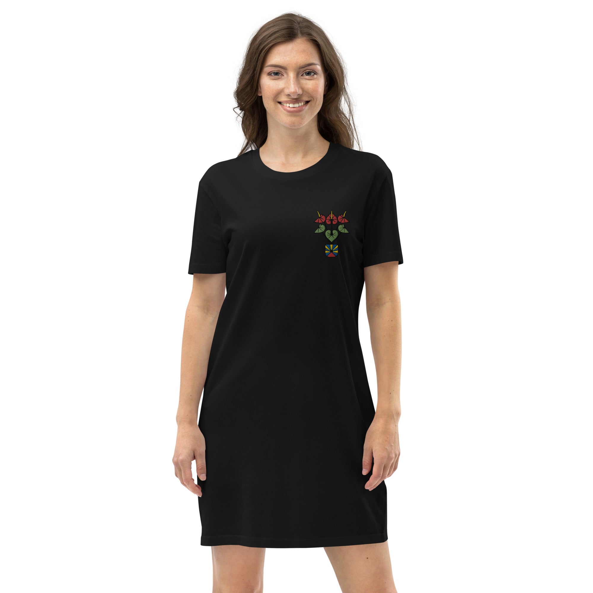 Robe t-shirt Anthurium (Coton bio brodé)