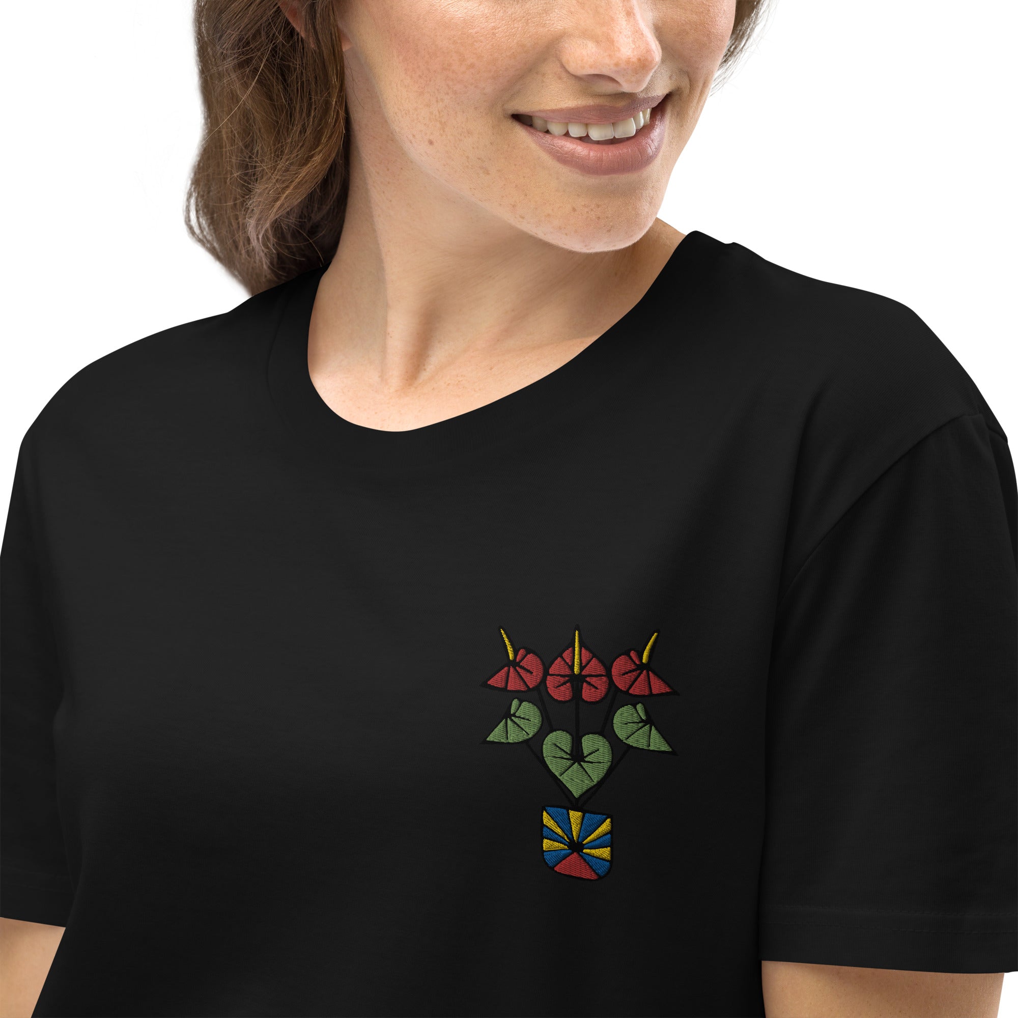 Robe t-shirt Anthurium (Coton bio brodé)