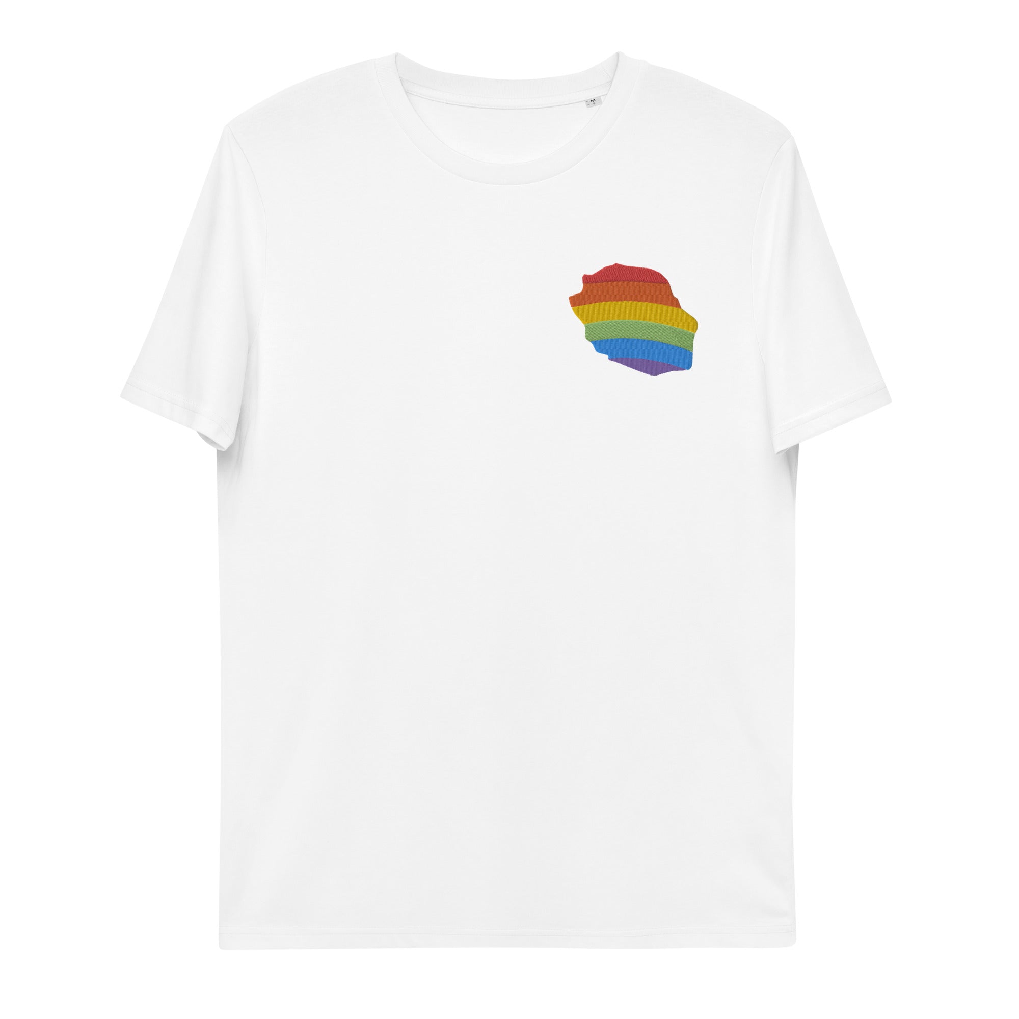 T-shirt Réunion Rainbow Map (Coton Bio Brodé Unisexe)